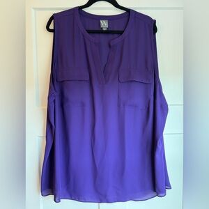 Worthington Vivid Purple Sleeveless Blouse